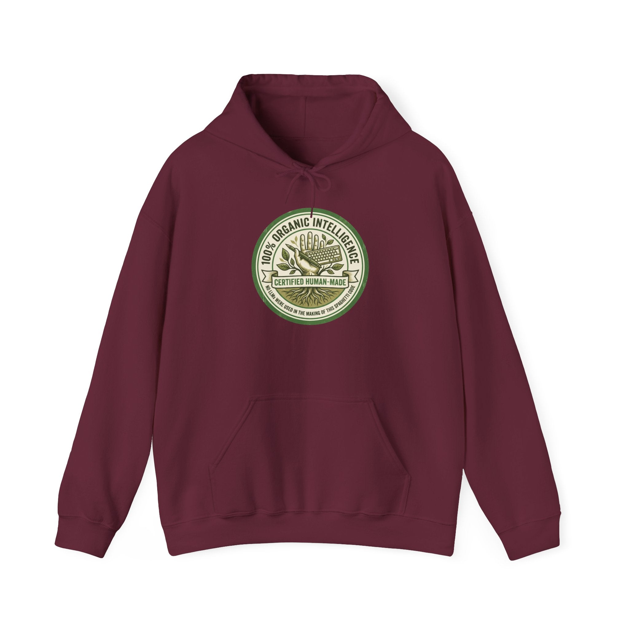 100% Organic Intelligence Hoodie - Certified Human-Made Apparel