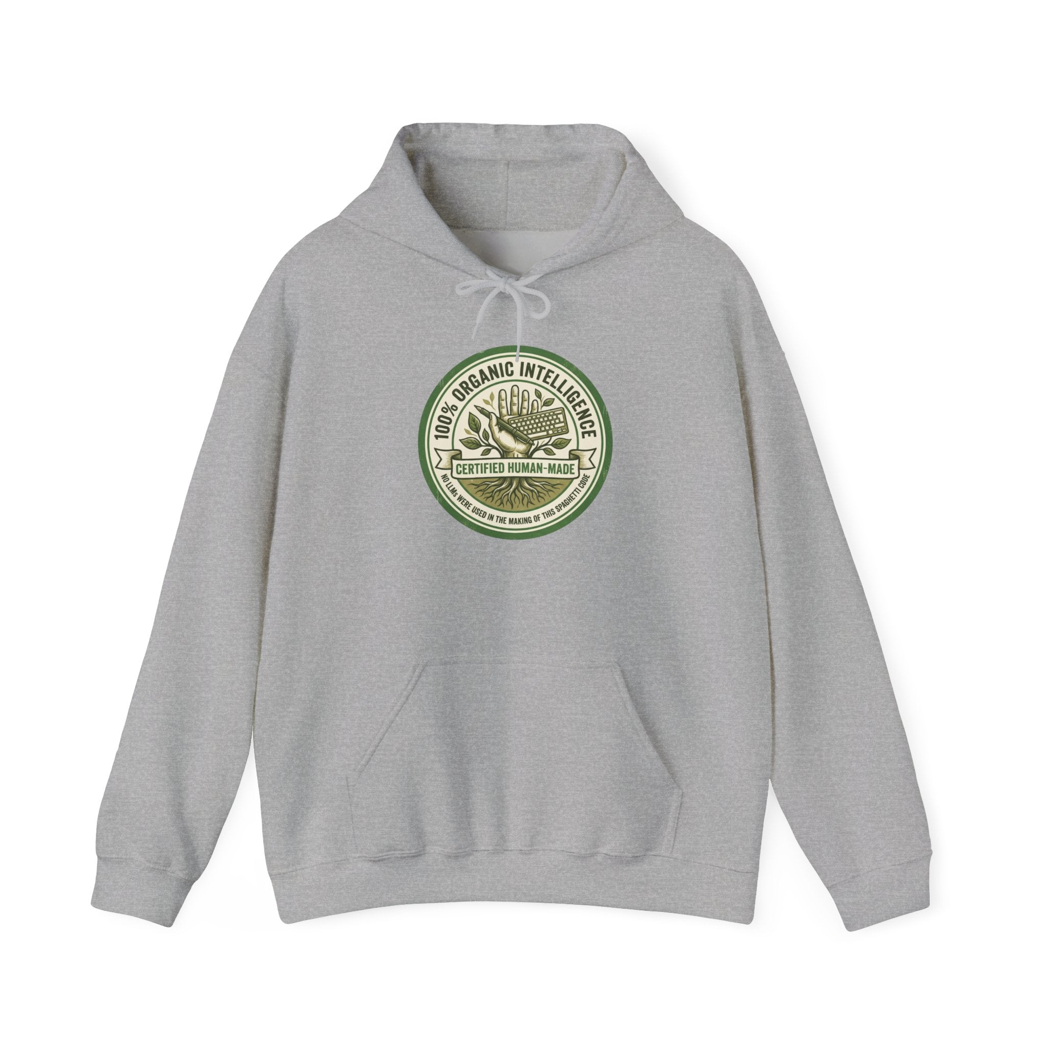 100% Organic Intelligence Hoodie - Certified Human-Made Apparel