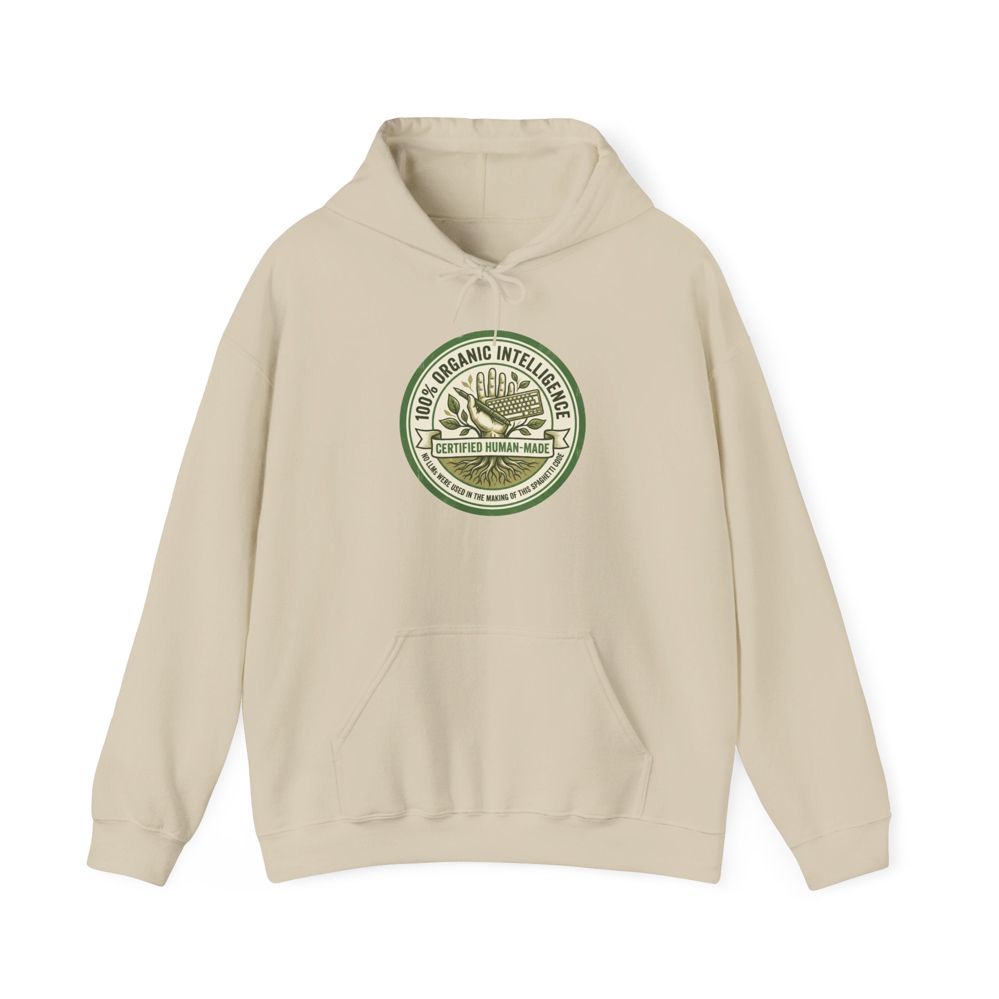 100% Organic Intelligence Hoodie - Certified Human-Made Apparel