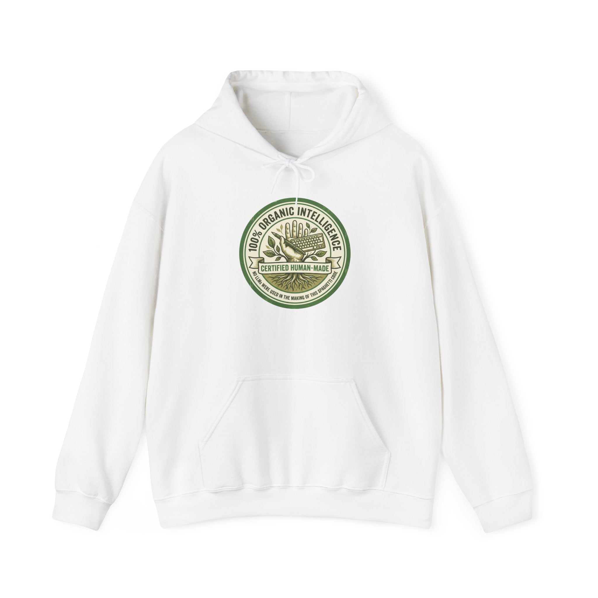 100% Organic Intelligence Hoodie - Certified Human-Made Apparel