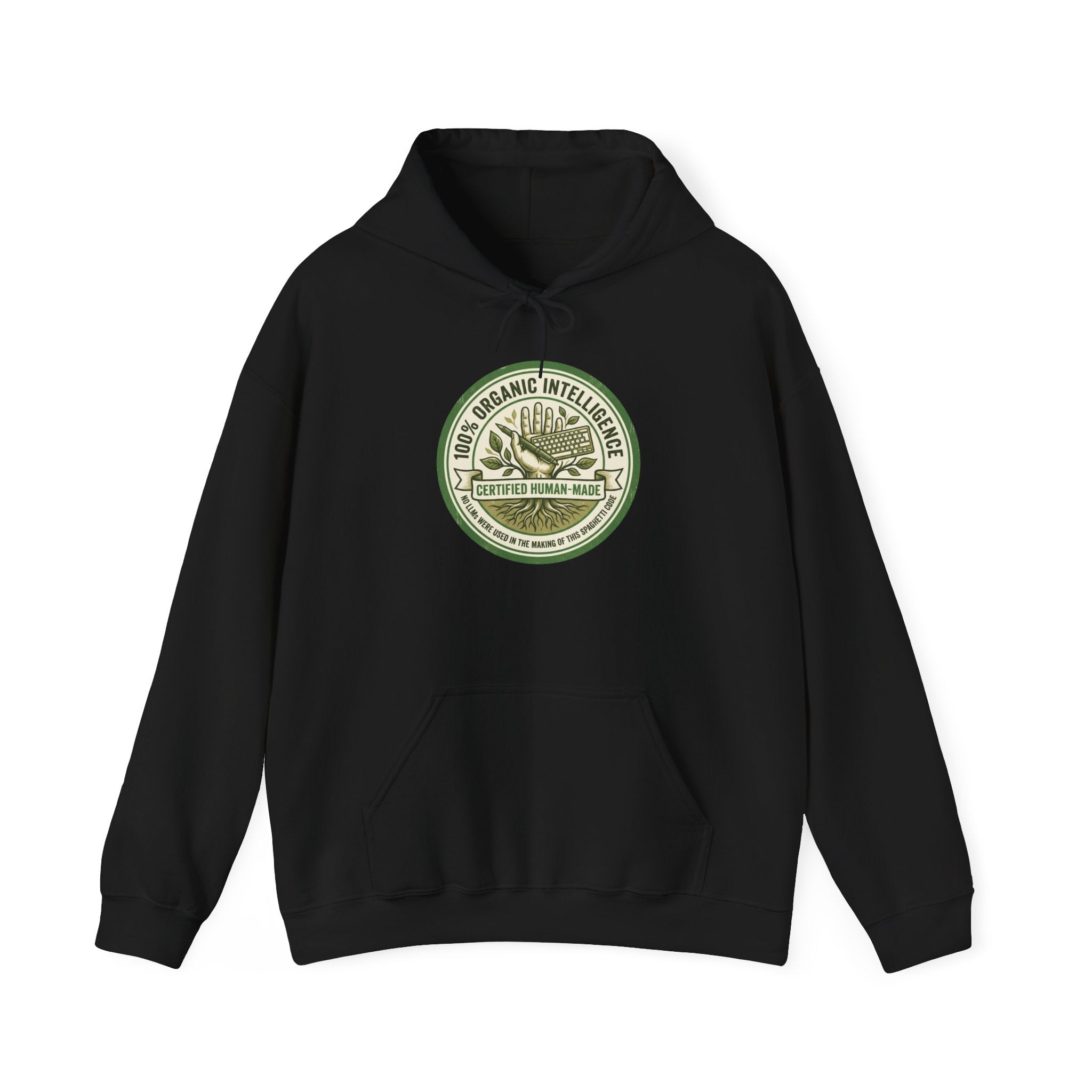 100% Organic Intelligence Hoodie - Certified Human-Made Apparel